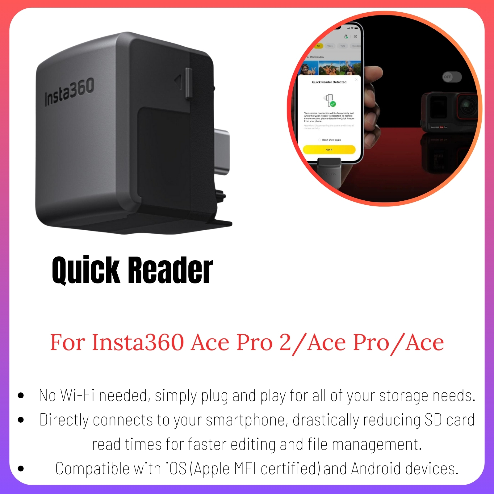 Insta360 Ace Pro 2 accesorios protector de lente Original Mini funda de cámara GPS cargador de batería remoto montaje de zapata fría adaptador de micrófono engranajes