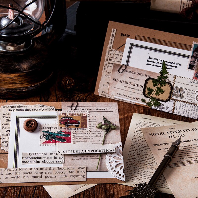 50 stk / mye engelsk gammel boksider materiale papir søppel journalplanlegger scrapbooking årgang dekorativt diy håndverk bakgrunnspapir