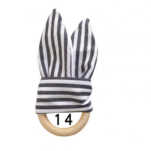 1Pcs Baby Bijtring Houten Ring Baby Bunny Oor Bijtring Kinderziektes Speelgoed Veilig Rustgevende Chew Douche Dental Oefening Speelgoed: 14