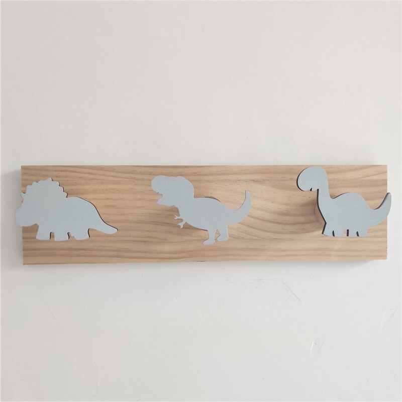 T-rex – porte-manteau mural en bois avec crochets de dinosaure, pour enfants, garçons, chambre à coucher, porte-serviettes, organisateur, décoration de la maison: B