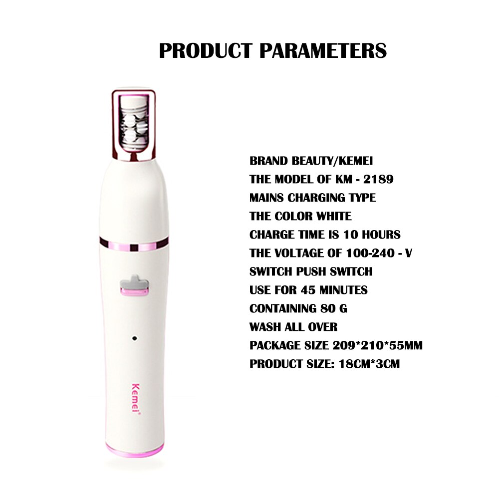 Kemei KM-2189 brosse de Masage de nettoyage du visage électrique 7 en 1 femme épilateur étanche électrique rasoir femme outil de soin du visage