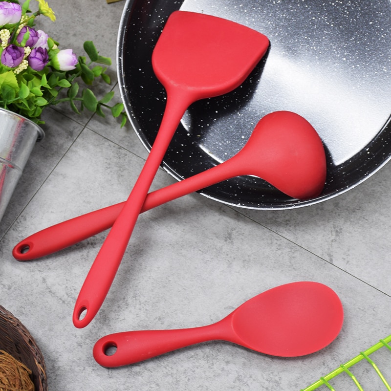 10Pcs Black/Red Non-stick Baking Cookware Set Silicone Cooking Gadgets Spatula Spoon Kitchen Utensils DIY Cooking Tools