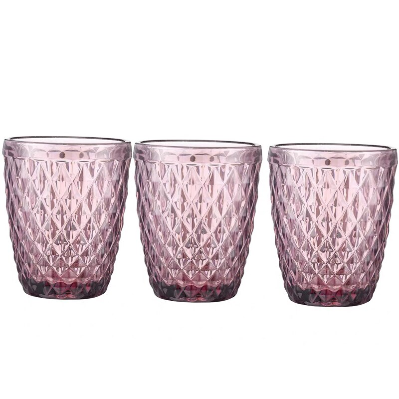 Vasos para beber whisky con zumo de Vodka, Morado, 3 unidades/lote, Bar, hogar, boda, 240ml, 8oz, copa de cristal de diamante para bebidas: Rosa