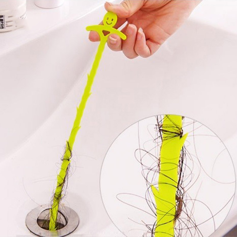 Sink Cleaning Tool Smiling Face Bathroom Hair Floor Sewer Sink Cleaning Hooks Device Removal Clog Tools