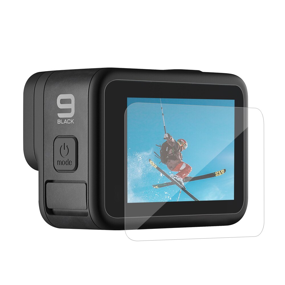 Telesin 3 stk herdet glassskjerm + objektivbeskyttelsesfilm 2.5d ultratynn full dekning til gopro helt 9 svart kamera tilbehør