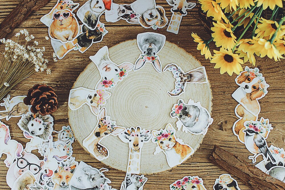 50PCS Cute animal stickers DIY scrapbooking album journal happy planner crafts decorative stickers package