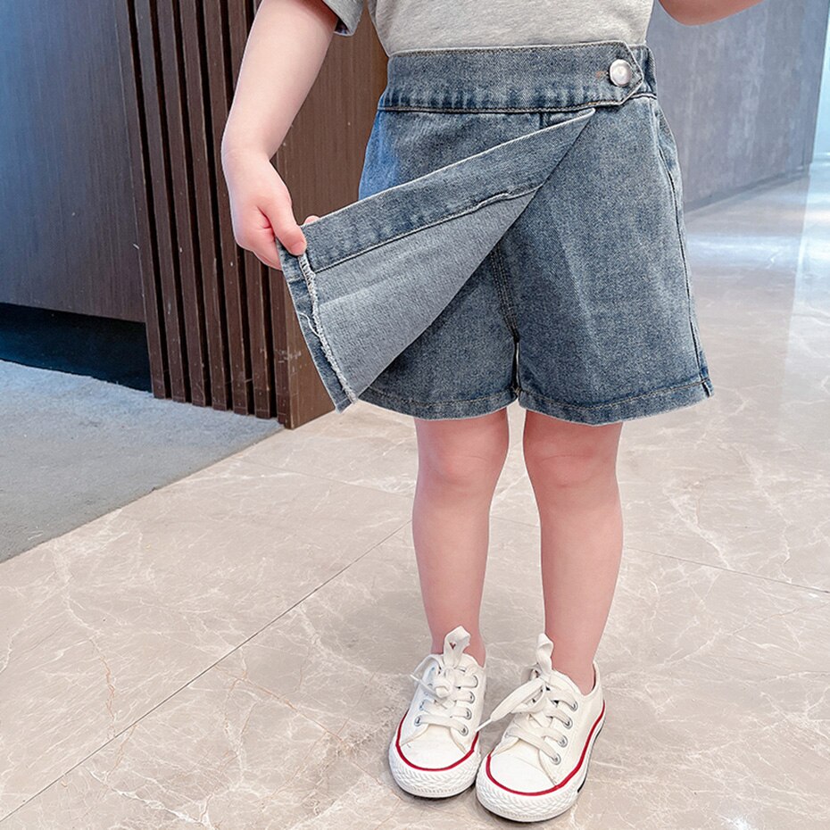 Jeans per ragazze tinta unita ragazza bambino Jeans corti Jeans estivi ragazze stile Casual vestiti per bambina