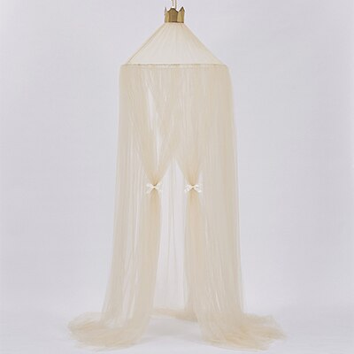 Baby Ronde decoraties Crib Netting Bed Opknoping Katoen Bed Luifel Klamboe Gordijn Voor Hangmat in De Baby 'S Room Vlag decor: Licht Geel