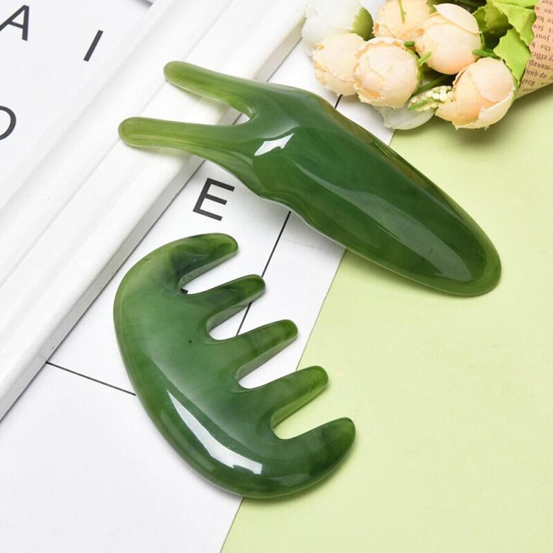 Y-shaped Natural Rose Quartz Jade Fork Massage Plate Nose Massage Acupuncture Face Lifting Stone Guasha Scraping Facial Gouache