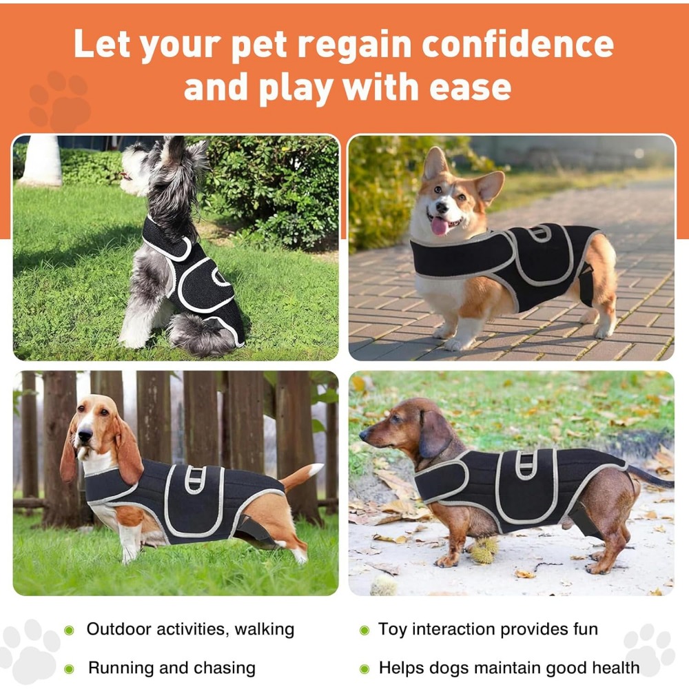 ComfortFlex Dog Back Support Brace – Relieves IVDD,Hip Dysplasia, Arthritis & Spinal Injuries – Breathable Spinal Brace