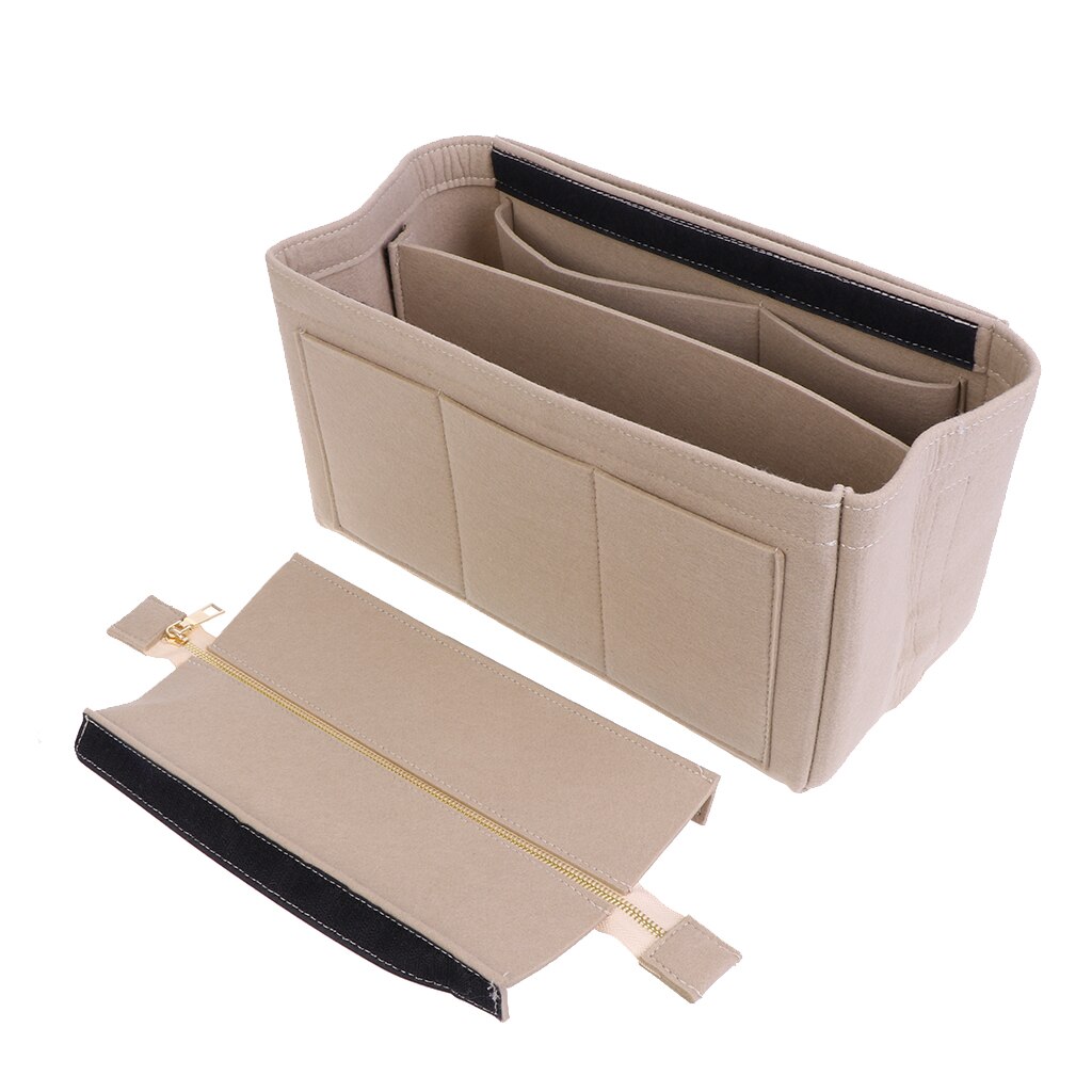 Multifunction Handbag Felt Fabric Bag Purse Insert Storage Pouch Case Structured organizer bags: Beige / 23x13x16cm