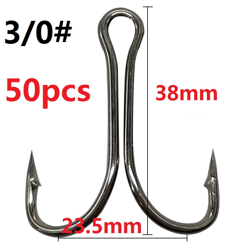 50pcs Long Shank Double Hook Weedless Fishing hook Fly Tying Duple Hook for Jig Bass Fish Hook fishing tackle For Soft Lure: colorH