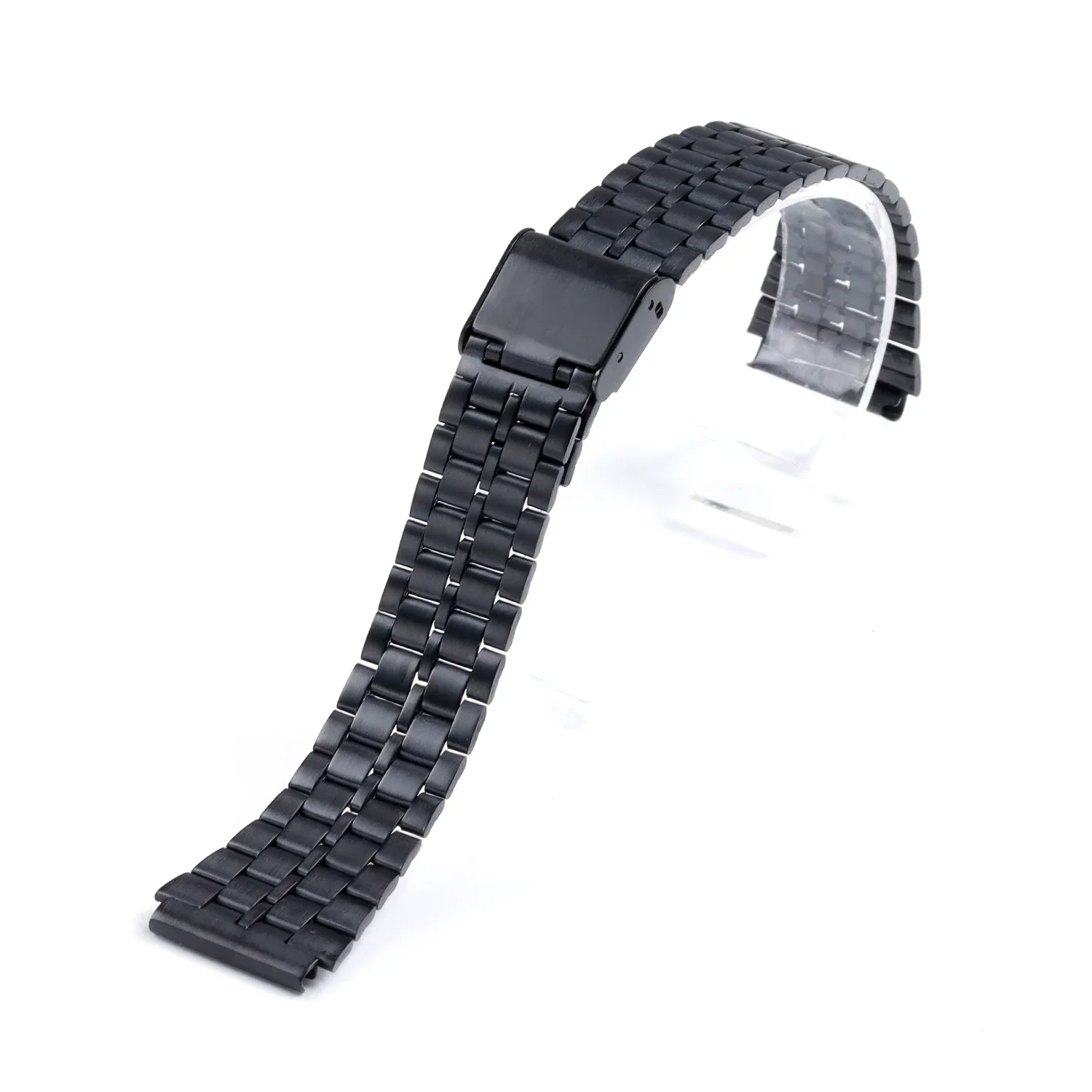 Correa de reloj de acero inoxidable para Casio SGW400 F91W F84 F105/108/A158/168 AE1200/1300, correa de reloj de Metal Vintage, pulsera para hombres y mujeres: White black / 18 mm