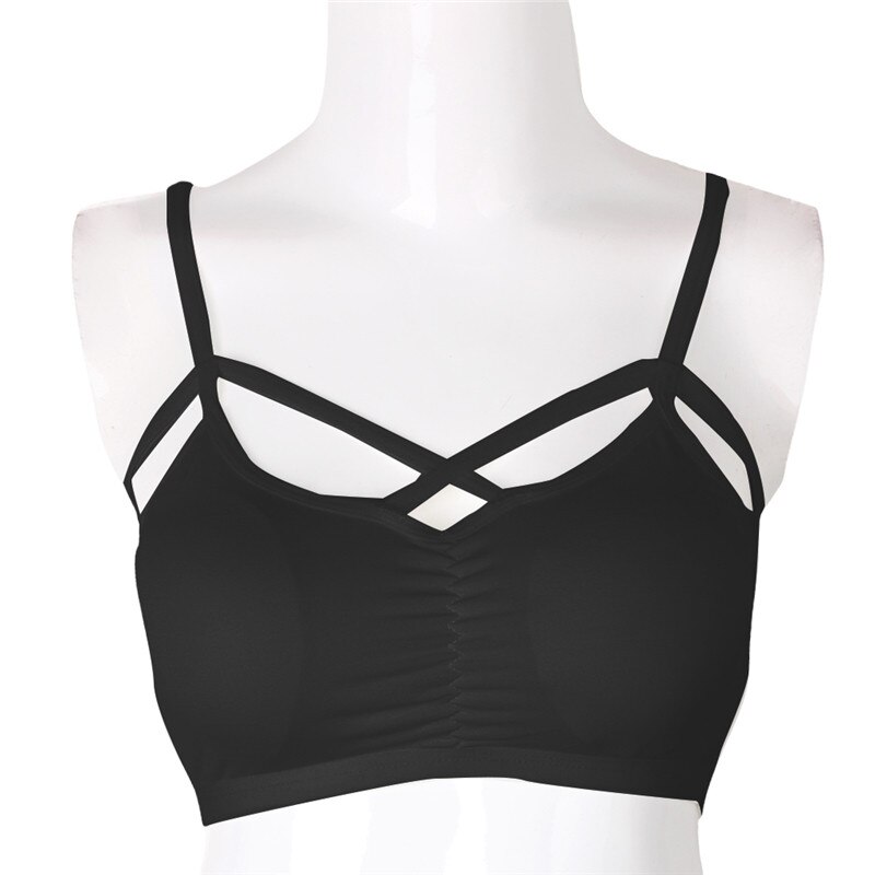 Women Summer Bra Cut Out Underwear Crop Top Lassock Pubertas Girls Strappy Halter Top: BK