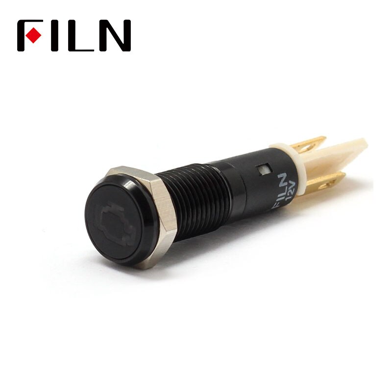Filn 8mm bil instrumentbräda motorfel flagga led röd gul vit blå grön 12v led indikatorlampa med lödfot