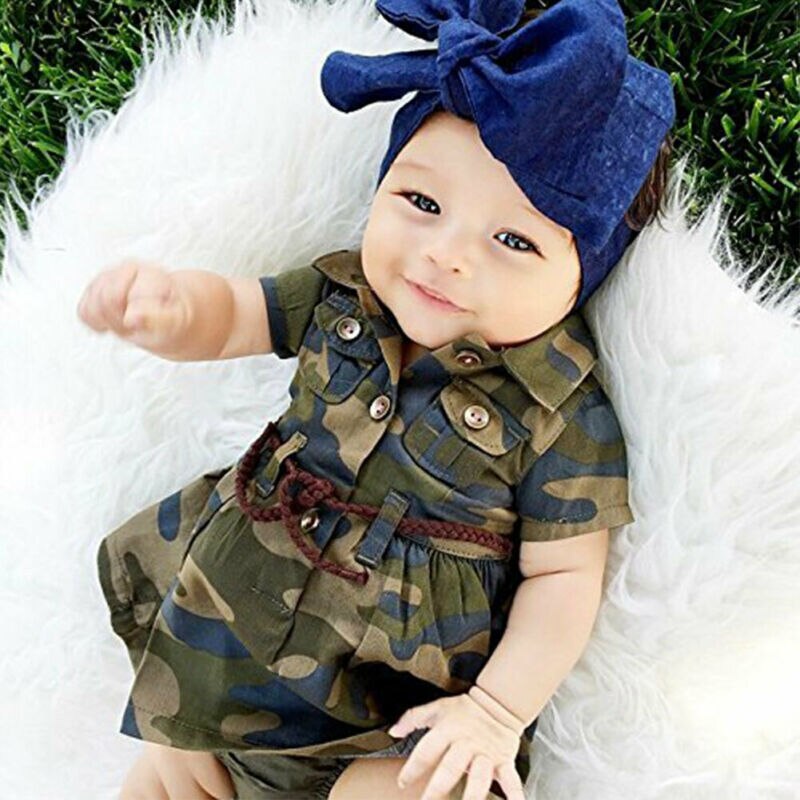 Pudcoco spædbarn barn baby dreng pige langærmet bomuld camouflage trenchcoat + bælte sommer tøj