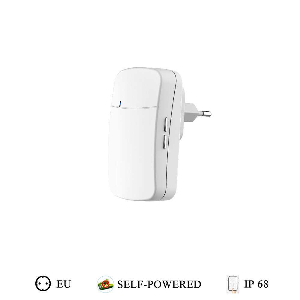 Waterproof Wireless Doorbell Outdoor Remote Doorbell No Battery Kinetic Ring Bell 220V,38 Melody,EU PLUG for Home,Apartment Door: 1r