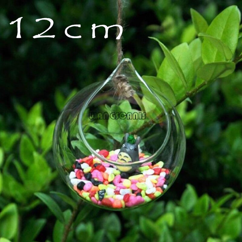 Jarrón colgante de flores para jardín, maceta de cristal, contenedor de plantas, decoración de en casa, para boda, macetas colgantes creativas, 1 ud.: spherical 12cm