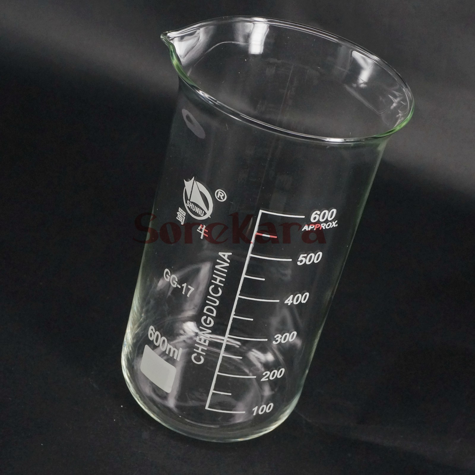 Gobelet de laboratoire de chimie, en verre Borosilicate, Transparent, épais, avec bec verseur, 600ml