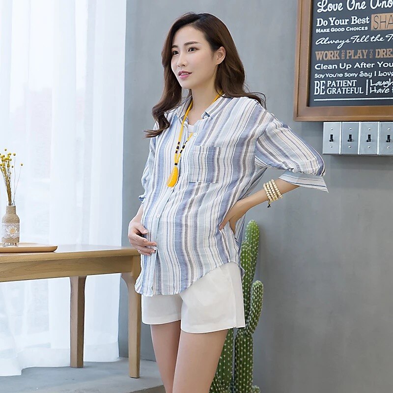 Short de maternité de , taille élastique, en coton et lin, vêtements pour femmes enceintes, pantalons courts de grossesse, tendance été
