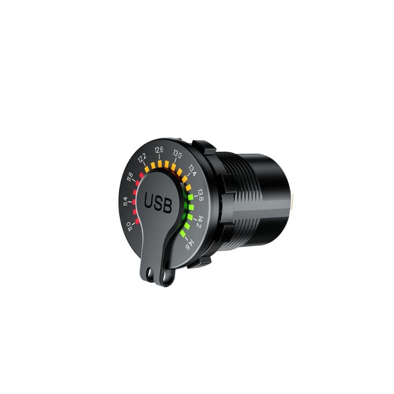 12V 24V Qc 3.0 Dual Usb Autolader Waterdichte 18W Usb Outlet Snelle Lading Met Led Voltmeter aan Uit Schakelaar Kabel