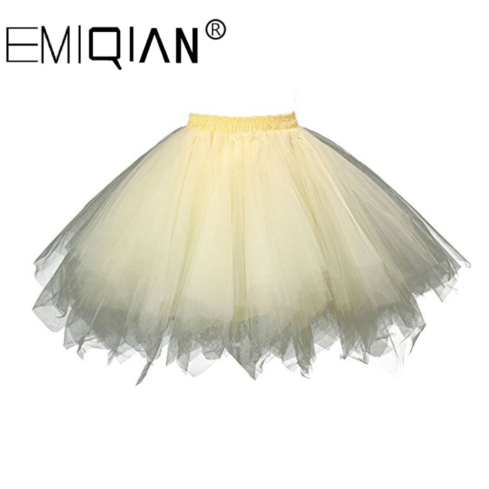 Korte Petticoat Tule Rokken Vrouwen Elastische Stretch Lagen Zomer Volwassen Tutu Rok Onderrok: YELLOW