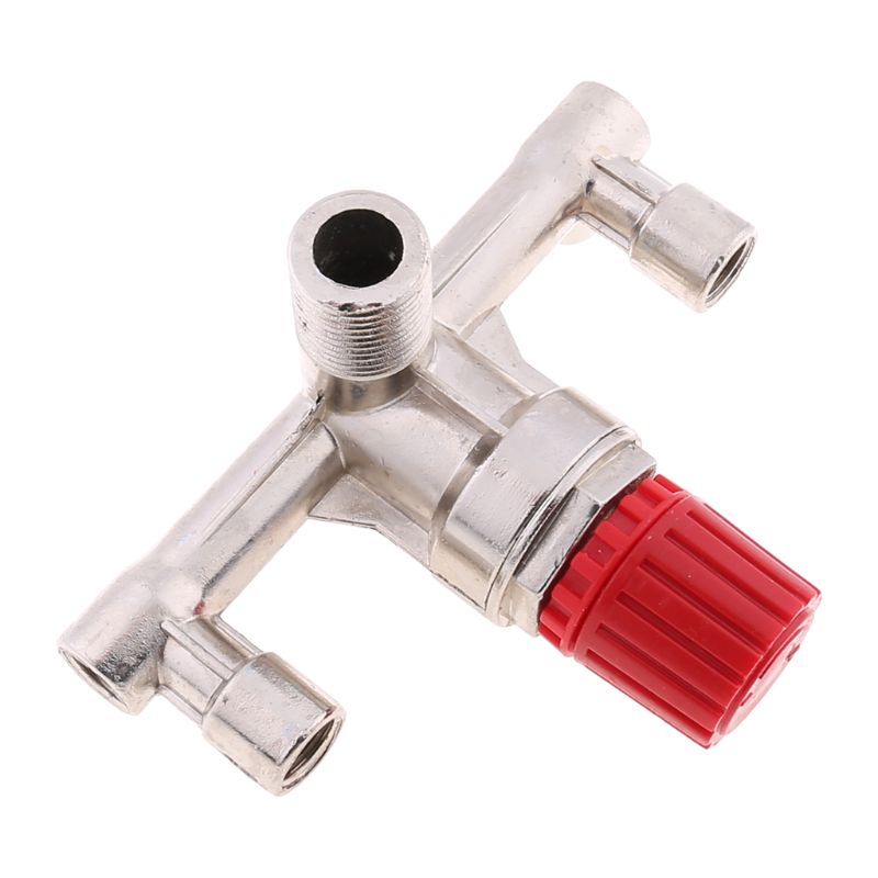 Double Outlet Tube Alloy Air Compressor Switch Pressure Regulator Valve Fitting Part Accessories with V-ring 3 Heads Adjustable