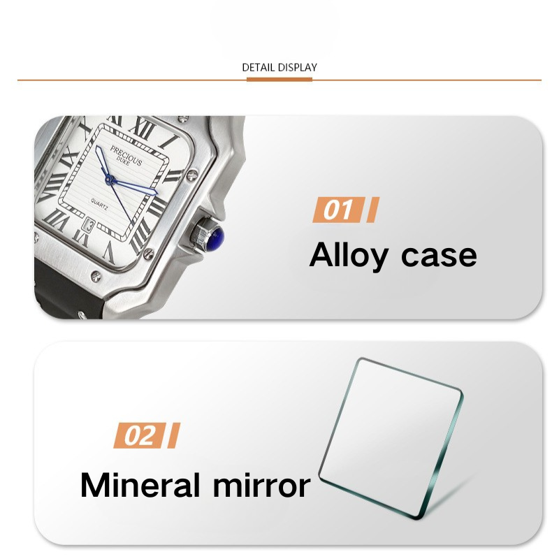 Retro vierkant quartz horloge voor heren tankserie horloge met siliconen band 30 meter waterdicht voor dagelijks gebruik