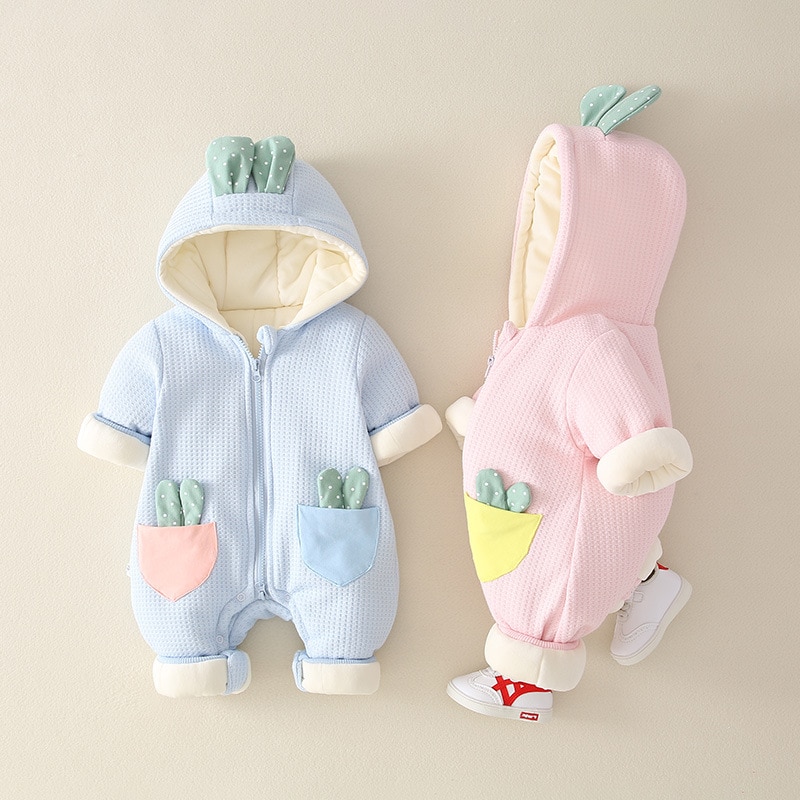 Født drenge pige tøj baby kostume tyk jumpsuit vinter vinterdragt kaktus romper bomuld sød komfortabel  -30