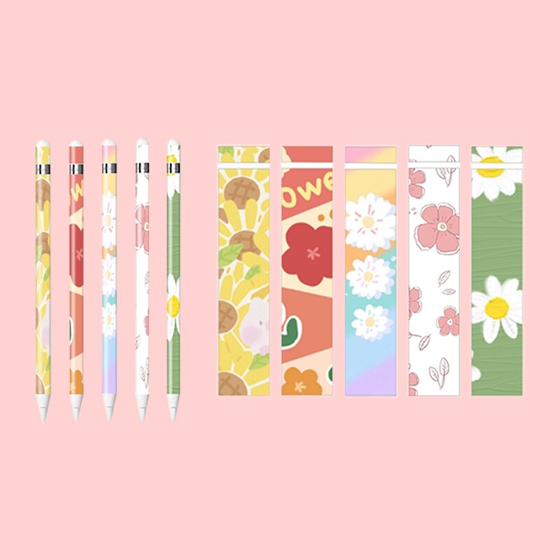 Cute for Apple Pencil Stickers Scratchproof Ultra Thin Stickers Flower Series Press Stylus Non-Slip Protective Paper-3
