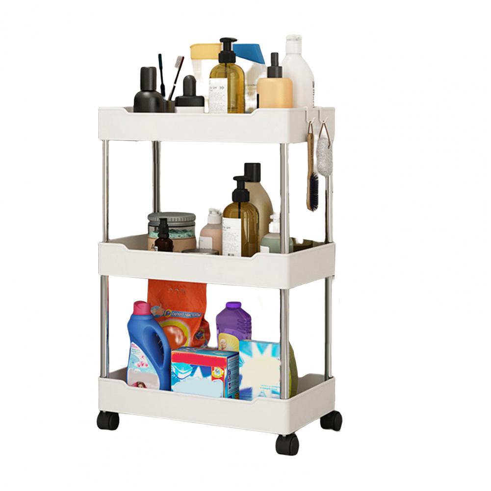 Convenient Storage Cart Strong Load-bearing Storage Shelf 3/4-Tier Organize Slide Out Rolling Rack with Wheels: Yellow