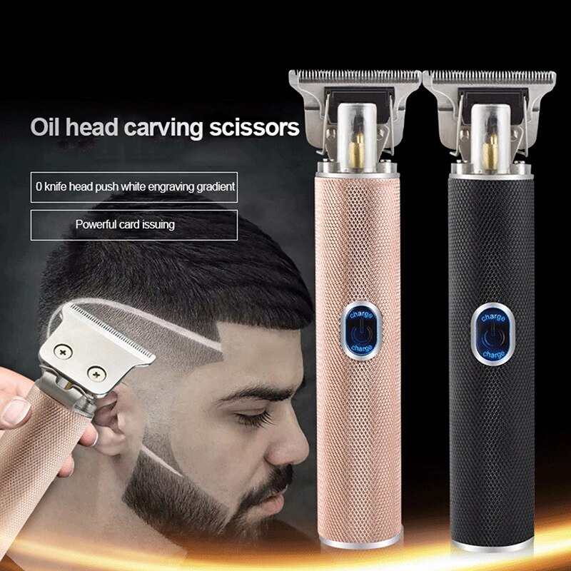 Tondeuse à cheveux sans fil avec lame en T, 0.0mm, or, , Rechargeable par USB, pour couper les cheveux