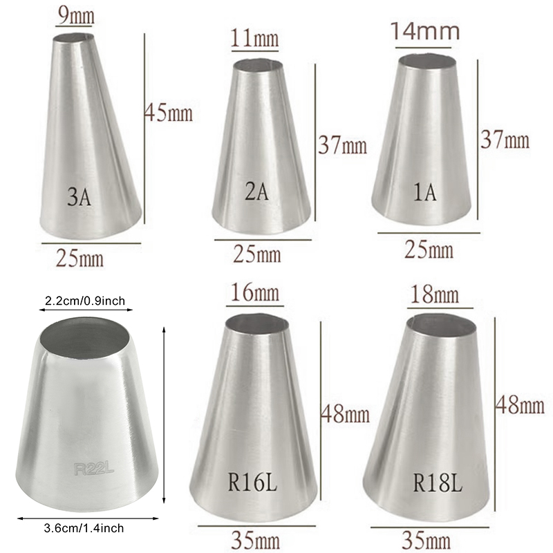 Boquilla de manga redonda de gran tamaño, herramientas de pastelería para crema y pasteles, puntas de glaseado de acero inoxidable para decoración de magdalenas,