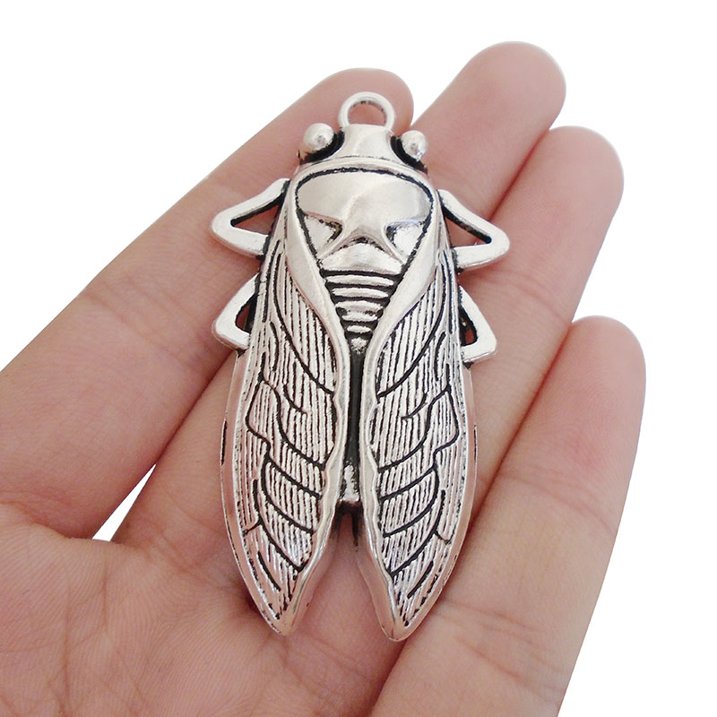 3 x Große Zikade Reize Anhänger Insekt Für Halskette Schmuck, sterben Entdeckungen 61x33mm