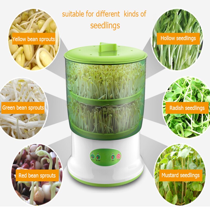 Termostato inteligente para crecimiento de semillero, cubo automático para crecimiento de brotes, máquina de cultivo para el hogar, doble cubierta grande