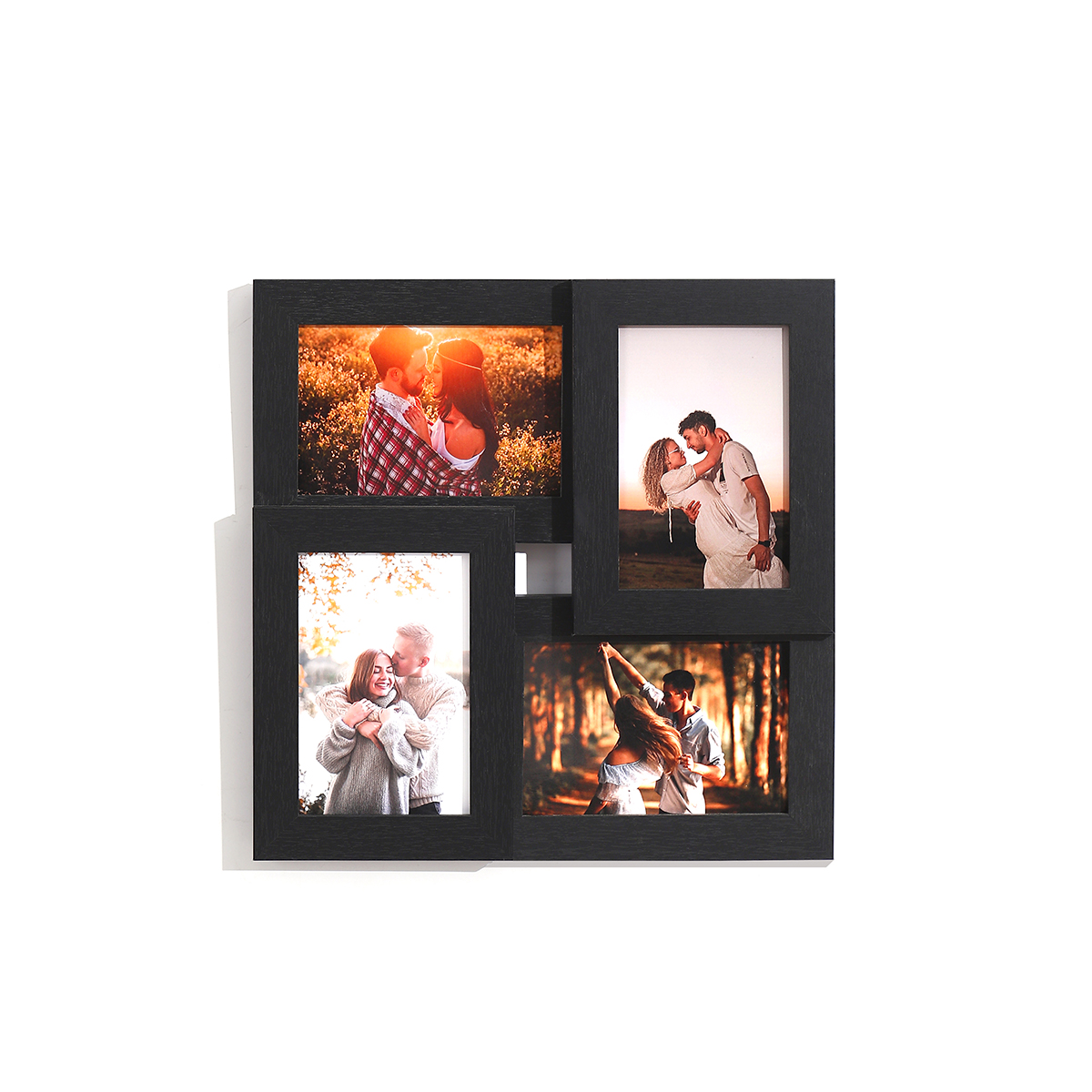 Marcos de fotos de 4x6 para decoración de pared, conjunto de 4 marcos de fotos familiares, Collage de decoración de pared para Familia, Parejas, amigos: Negro