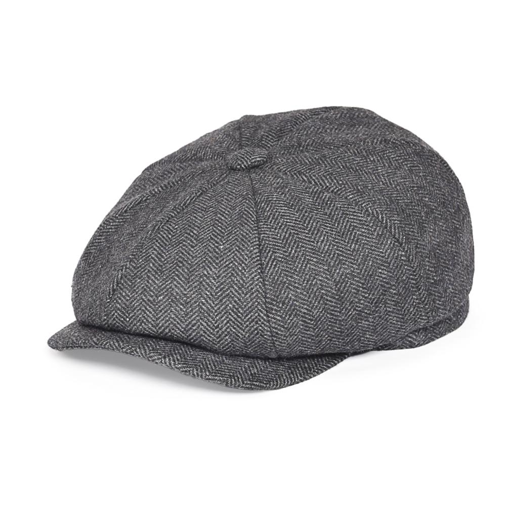 FEINION-casquette Newsboy grande taille, chapeau de conducteur, 50%, laine Tweed, casquettes plates, chevrons, chapeau pour hommes et femmes, 068