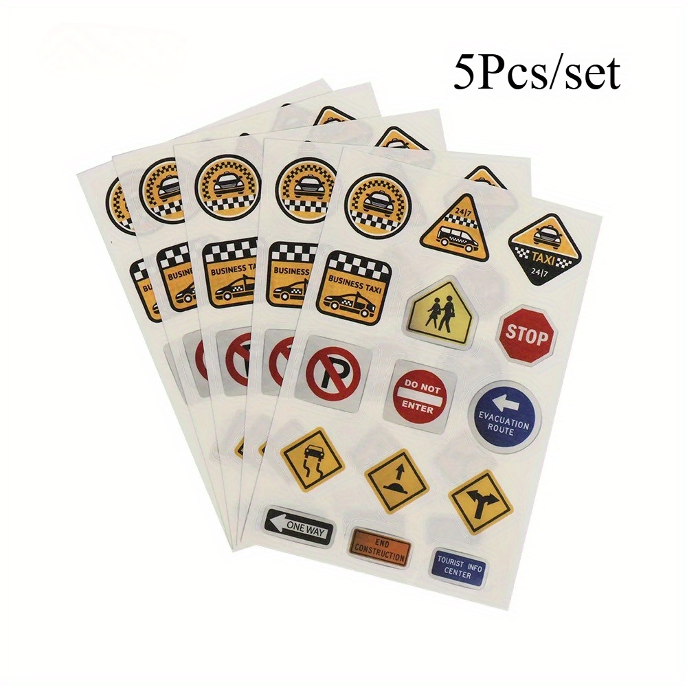 2/4/5Pcs DIY Railway Road Tape Traffic Sticker Adhesive Intelligence Route Mark Safety Education Study Road Signs Tool: black