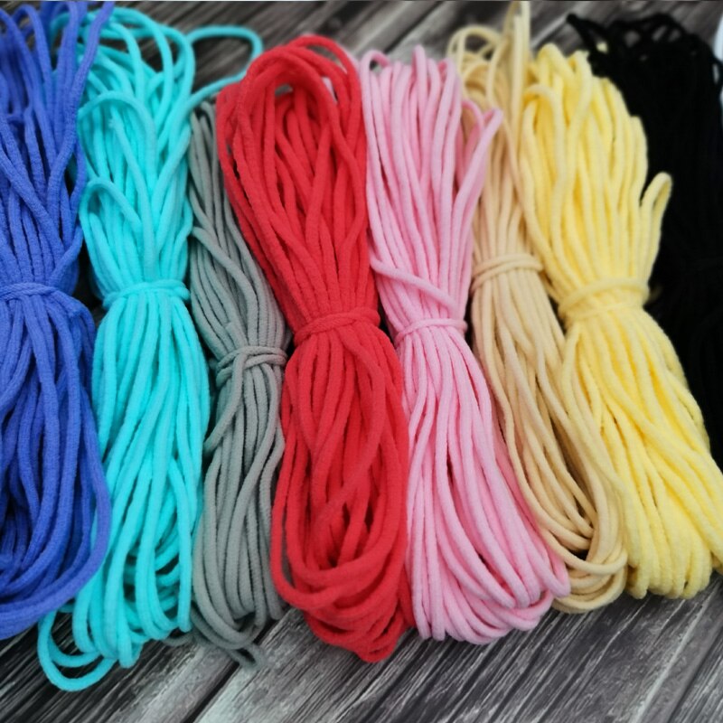 Banda elástica de colores para Costura de mascarillas, cordón elástico de Goma de 3mm, accesorios para manualidades