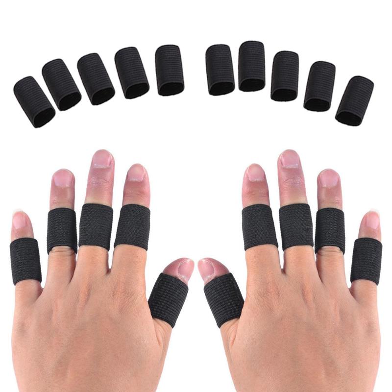 10 stk stretchy sportsfingerærmer arthritis support finger wrap guard udendørs basketball strandvolleyball fingerbeskyttelse