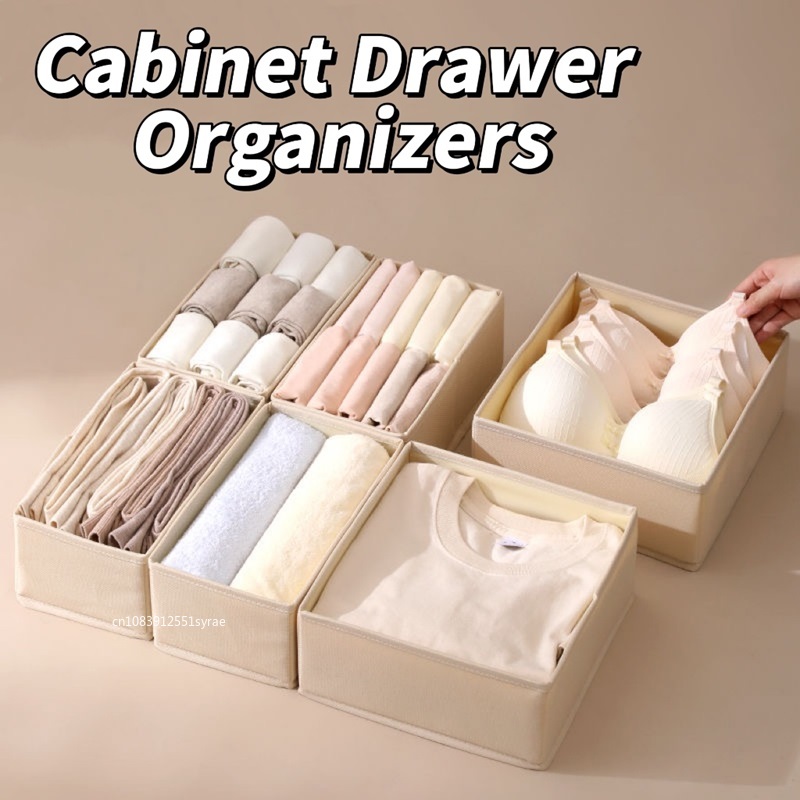 Drawer Underwear Storage Box Foldable Non-woven Storage Box Six-piece Set Underwear Bra Socks Drawer Storage Finishing Boxes