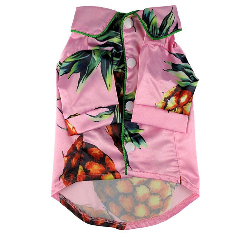Ananas mönster hund pyjamas satin hund skjorta mjuk och bekväm hund pyjamas skjortor fransk bulldog nattkläder kläder