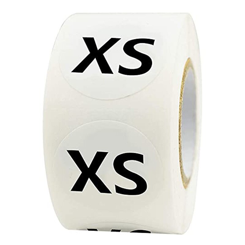 500 Pcs 1 Inch Kleding Maat Ronde Stickers Labels Wit Zelfklevende Stickers Met Zwarte Tekst 7 Kleding Maten, T Shirts Retail: XS