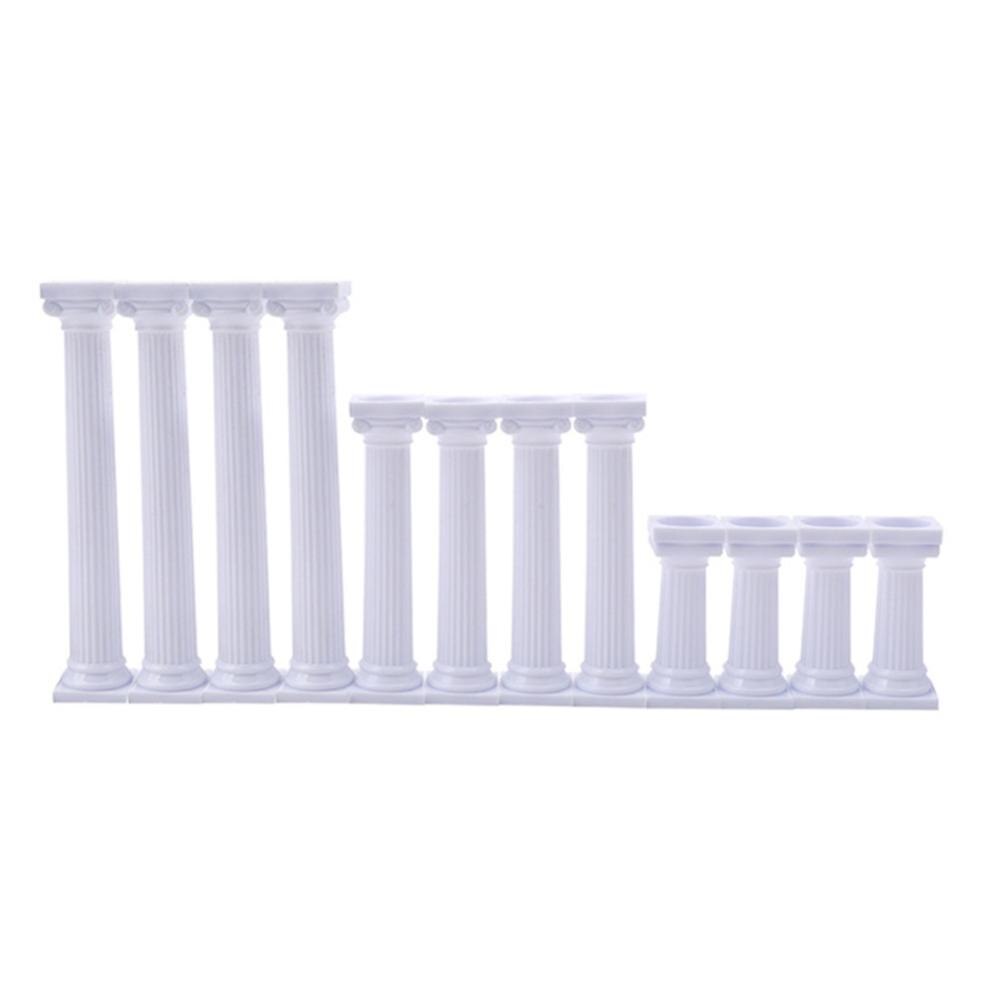 4pcs White Cake Pillars Wedding Cake Stands Cake Roman Pillar Fondant Cake Tier Separator Support Stand Decor