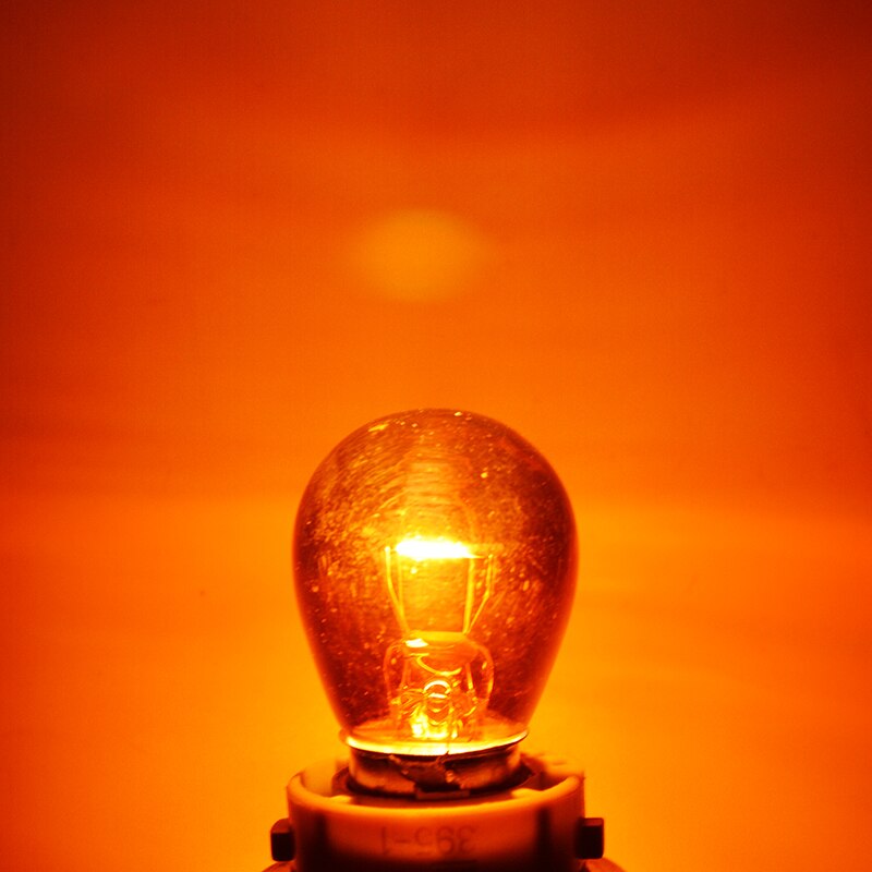 Flytop (2 Pieces/Lot) 581 PY21W S25 BAU15s Silver / Chrome Amber Glass 12V21W Car Tail Lamp Stop Light Indicator Bulb
