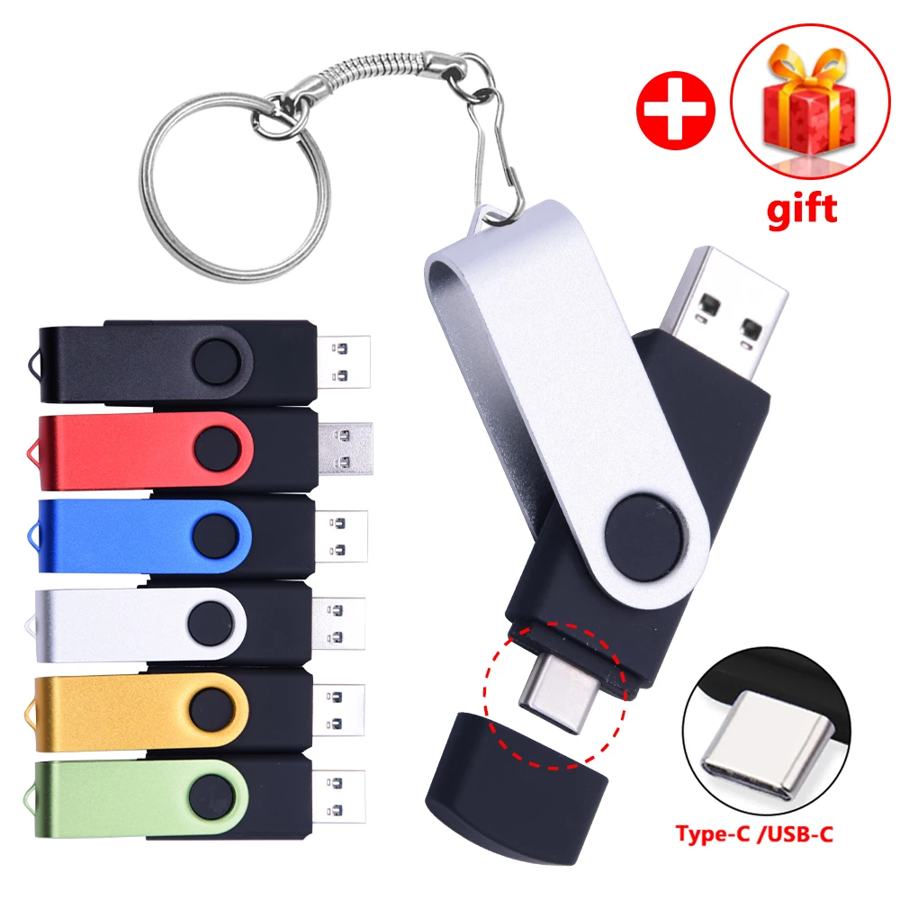 Usb flash drive 64gb 128gb type c flash drive 2 in 1 otg usb 2.0+ usb c pendrive 128gb 64gb dual type c drive photo stick