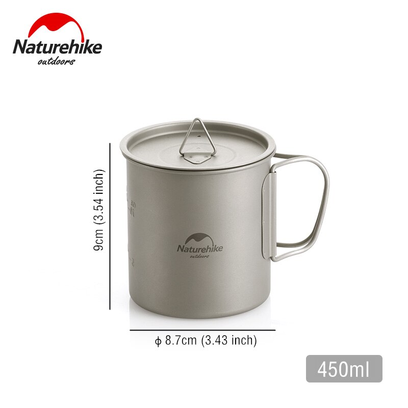 Naturehike Titan Tasse Camping Titan Schüssel draussen Geschirr Becher mit Faltbare Griff Tragbare Kochgeschirr für Wandern Picknick: Tasse - 450ml