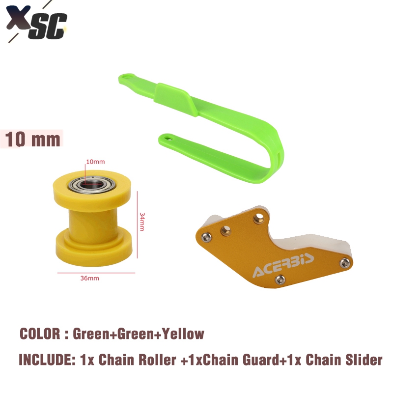 Motorcycle Swingarm Protection Chain Slider Rear Cover Chain Protector Guard Guide Roller Wheel Guard Set Pit Dirt Bike Racing: Blue