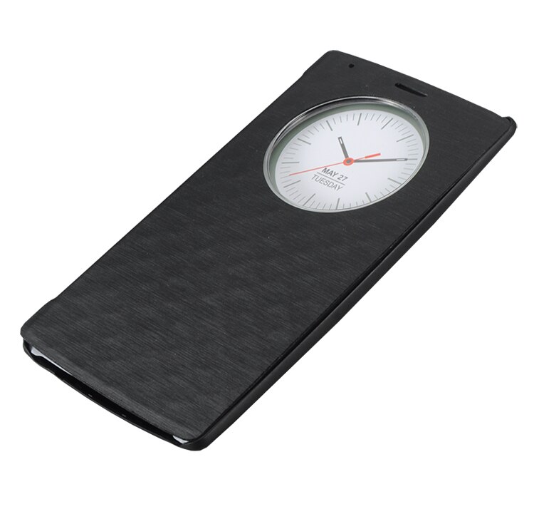 Para LG G4 Quick Smart Circle Case Luxury oficial Flip cubierta trasera de cuero con carga inalámbrica NFC & Qi: Black