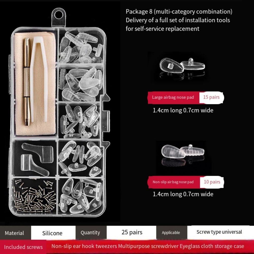 Kit de réparation de lunettes en Silicone, plaquettes nasales antidérapantes remplaçables, Kit de réparation universel et Durable, outils de réparation de lunettes, accessoires de réparation